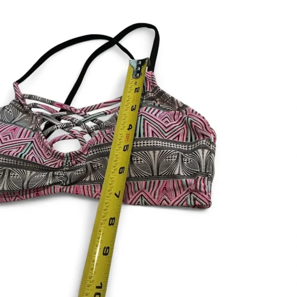 Trillium Bikini Top Girls Large Pink‎ Black Geometric Excellent Strappy Front